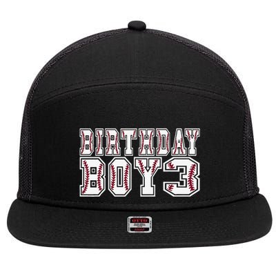 3rd Birthday Baseball Big Number Three 3 Year Old Day Funny 7 Panel Mesh Trucker Snapback Hat