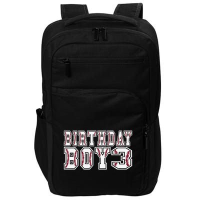 3rd Birthday Baseball Big Number Three 3 Year Old Day Funny Impact Tech Backpack