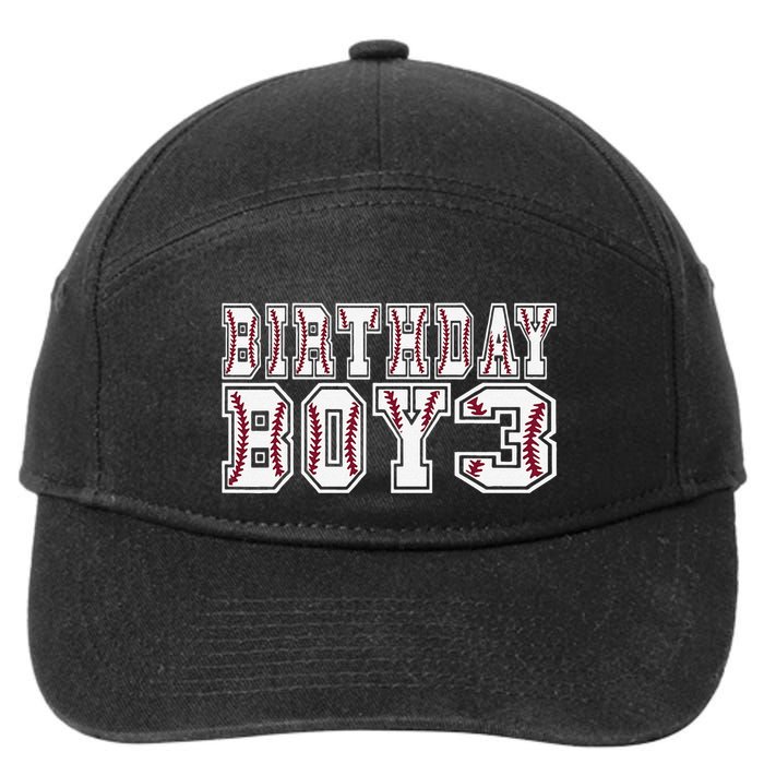 3rd Birthday Baseball Big Number Three 3 Year Old Day Funny 7-Panel Snapback Hat