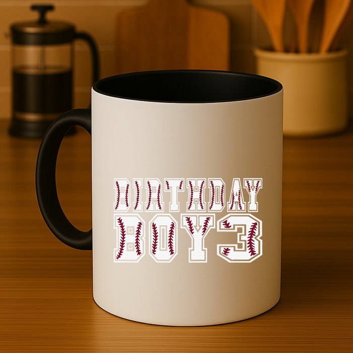 3rd Birthday Baseball Big Number Three 3 Year Old Day Funny Mug