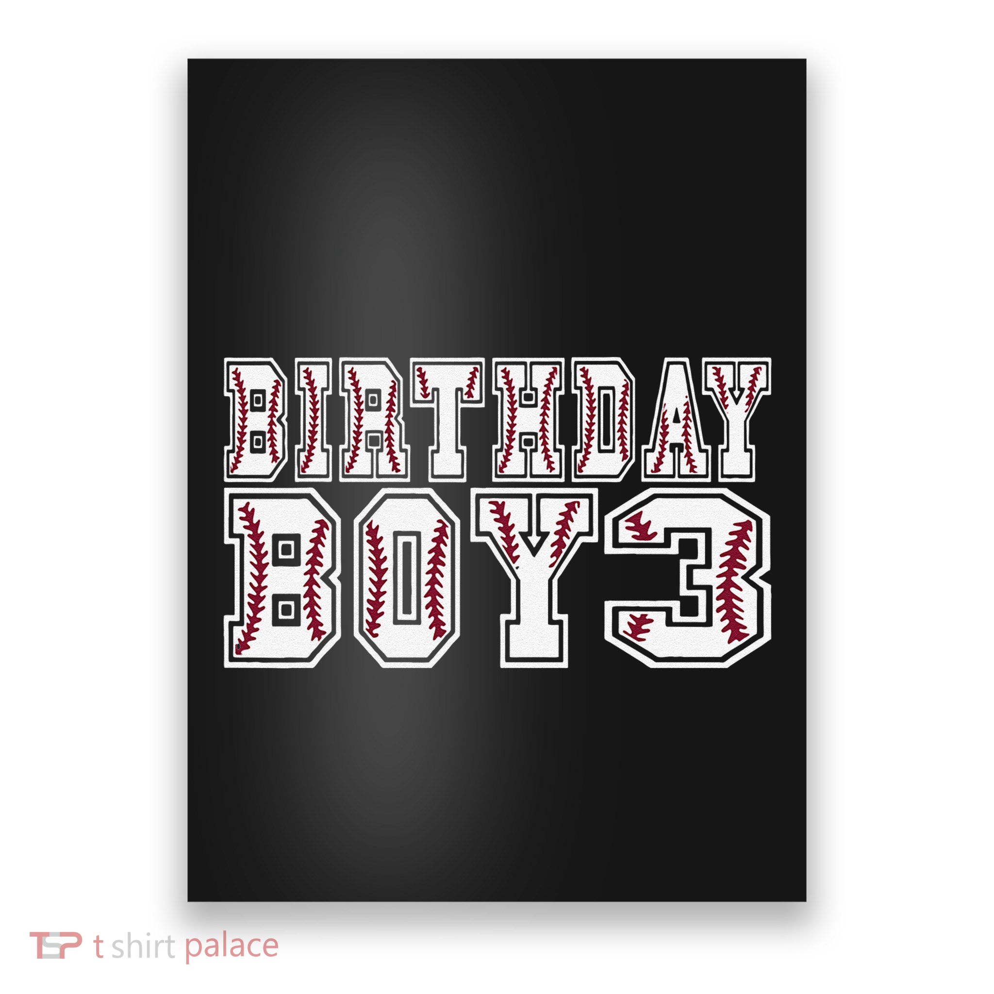 3rd Birthday Baseball Big Number Three 3 Year Old Day Funny Poster