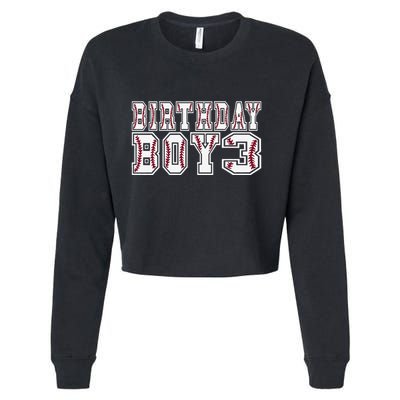 3rd Birthday Baseball Big Number Three 3 Year Old Day Funny Cropped Pullover Crew