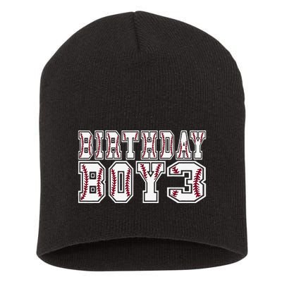 3rd Birthday Baseball Big Number Three 3 Year Old Day Funny Short Acrylic Beanie