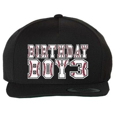 3rd Birthday Baseball Big Number Three 3 Year Old Day Funny Wool Snapback Cap