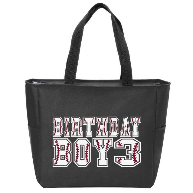 3rd Birthday Baseball Big Number Three 3 Year Old Day Funny Zip Tote Bag