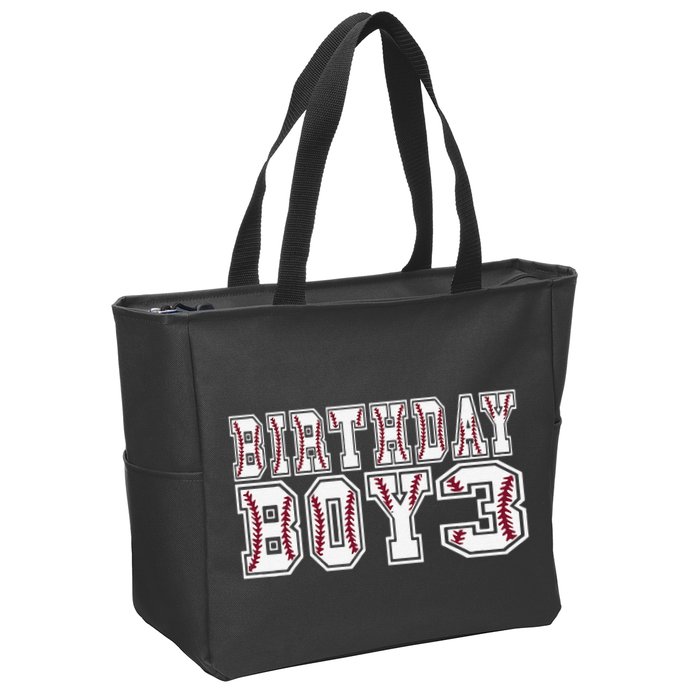3rd Birthday Baseball Big Number Three 3 Year Old Day Funny Zip Tote Bag