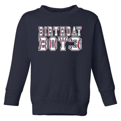 3rd Birthday Baseball Big Number Three 3 Year Old Day Funny Toddler Sweatshirt