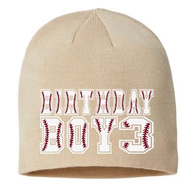 3rd Birthday Baseball Big Number Three 3 Year Old Day Funny Sustainable Beanie