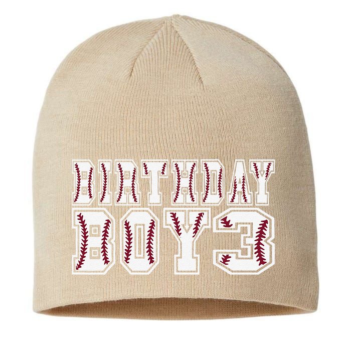 3rd Birthday Baseball Big Number Three 3 Year Old Day Funny Sustainable Beanie