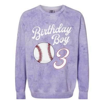 3rd Birthday Baseball Big Number Three 3 Year Old Day Gift Colorblast Crewneck Sweatshirt