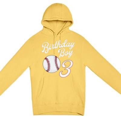 3rd Birthday Baseball Big Number Three 3 Year Old Day Gift Premium Pullover Hoodie