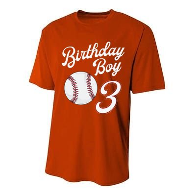 3rd Birthday Baseball Big Number Three 3 Year Old Day Gift Performance Sprint T-Shirt