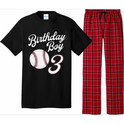 3rd Birthday Baseball Big Number Three 3 Year Old Day Gift Pajama Set