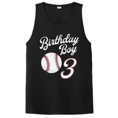 3rd Birthday Baseball Big Number Three 3 Year Old Day Gift PosiCharge Competitor Tank