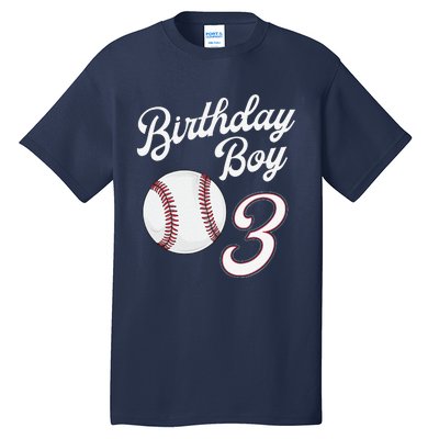 3rd Birthday Baseball Big Number Three 3 Year Old Day Gift Tall T-Shirt