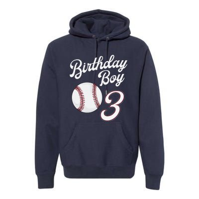 3rd Birthday Baseball Big Number Three 3 Year Old Day Gift Premium Hoodie