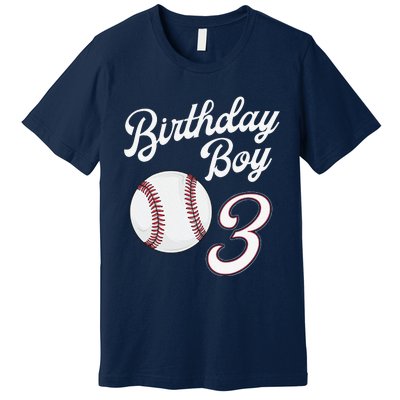 3rd Birthday Baseball Big Number Three 3 Year Old Day Gift Premium T-Shirt