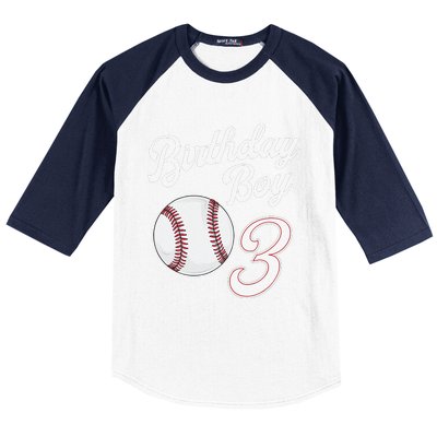 3rd Birthday Baseball Big Number Three 3 Year Old Day Gift Baseball Sleeve Shirt