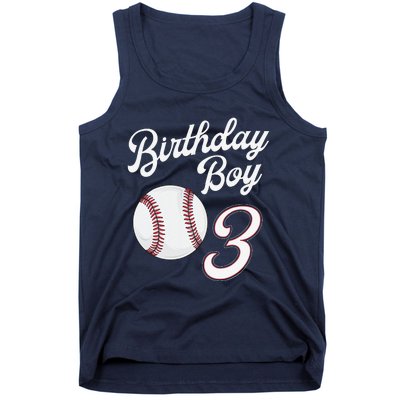 3rd Birthday Baseball Big Number Three 3 Year Old Day Gift Tank Top