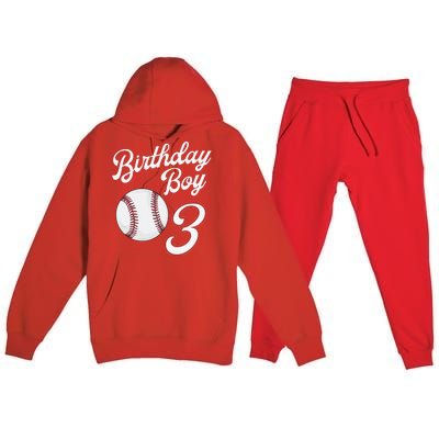 3rd Birthday Baseball Big Number Three 3 Year Old Day Gift Premium Hooded Sweatsuit Set