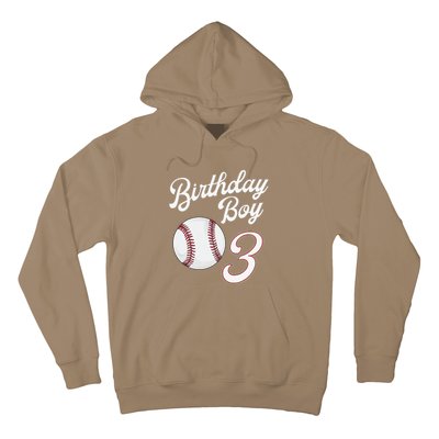 3rd Birthday Baseball Big Number Three 3 Year Old Day Gift Hoodie