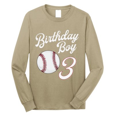 3rd Birthday Baseball Big Number Three 3 Year Old Day Gift Long Sleeve Shirt