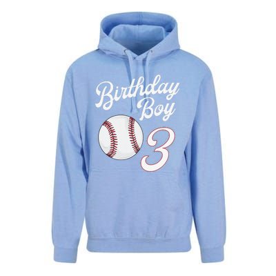 3rd Birthday Baseball Big Number Three 3 Year Old Day Gift Unisex Surf Hoodie