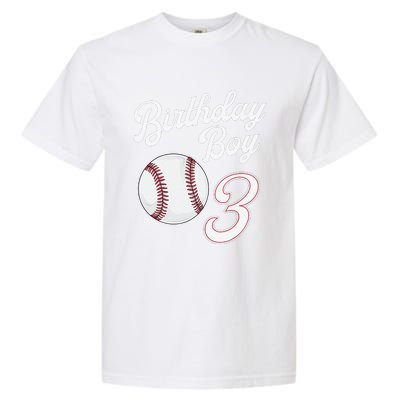 3rd Birthday Baseball Big Number Three 3 Year Old Day Gift Garment-Dyed Heavyweight T-Shirt