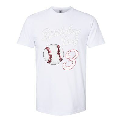 3rd Birthday Baseball Big Number Three 3 Year Old Day Gift Softstyle CVC T-Shirt