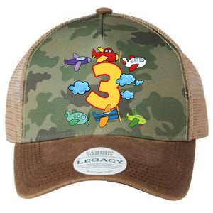 3rd Birthday Boy Airplane Pilot 3 Years Birthday Legacy Tie Dye Trucker Hat