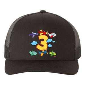 3rd Birthday Boy Airplane Pilot 3 Years Birthday Yupoong Adult 5-Panel Trucker Hat