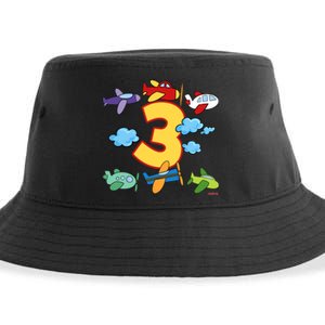 3rd Birthday Boy Airplane Pilot 3 Years Birthday Sustainable Bucket Hat