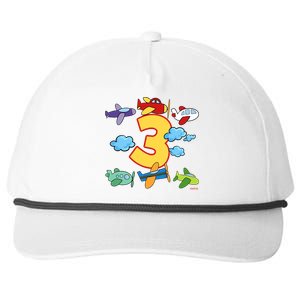 3rd Birthday Boy Airplane Pilot 3 Years Birthday Snapback Five-Panel Rope Hat