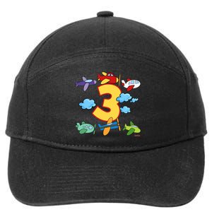 3rd Birthday Boy Airplane Pilot 3 Years Birthday 7-Panel Snapback Hat