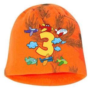 3rd Birthday Boy Airplane Pilot 3 Years Birthday Kati - Camo Knit Beanie