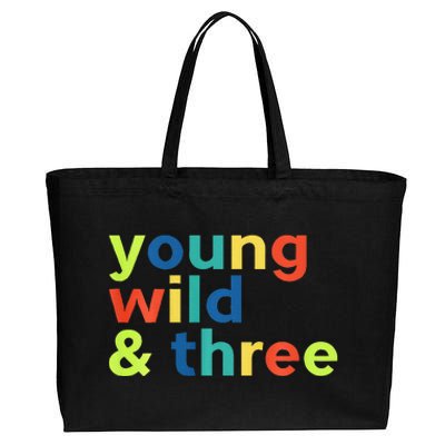 3rd Birthday Boy Funny Young Wild & Three Cotton Canvas Jumbo Tote