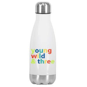 3rd Birthday Boy Funny Young Wild & Three Stainless Steel Insulated Water Bottle