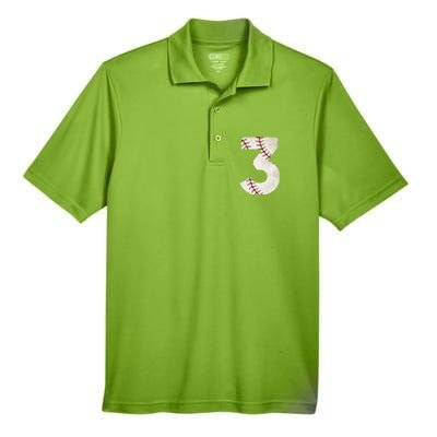 3rd Birthday Baseball Big Number Three 3 Year Old Men's Origin Performance Pique Polo