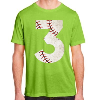 3rd Birthday Baseball Big Number Three 3 Year Old Adult ChromaSoft Performance T-Shirt