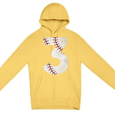 3rd Birthday Baseball Big Number Three 3 Year Old Premium Pullover Hoodie