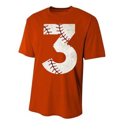 3rd Birthday Baseball Big Number Three 3 Year Old Performance Sprint T-Shirt