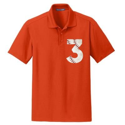 3rd Birthday Baseball Big Number Three 3 Year Old Dry Zone Grid Polo