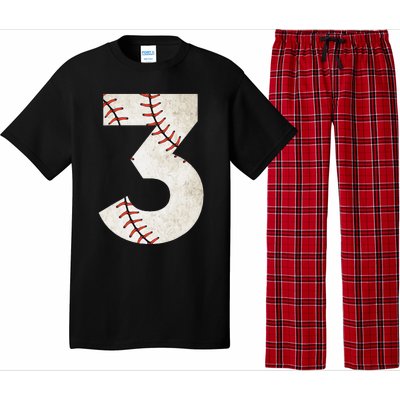 3rd Birthday Baseball Big Number Three 3 Year Old Pajama Set