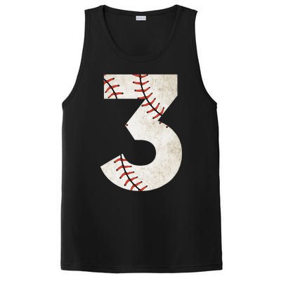 3rd Birthday Baseball Big Number Three 3 Year Old PosiCharge Competitor Tank