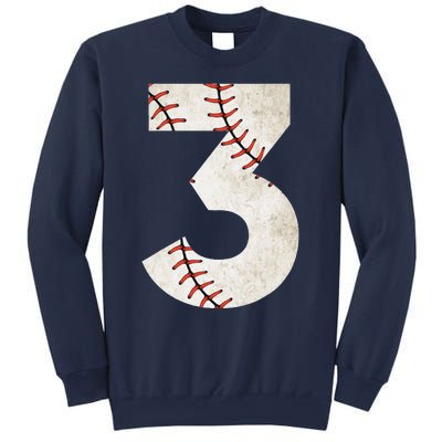 3rd Birthday Baseball Big Number Three 3 Year Old Sweatshirt