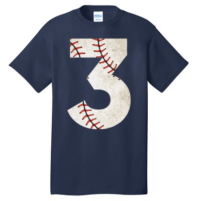 3rd Birthday Baseball Big Number Three 3 Year Old Tall T-Shirt