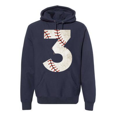 3rd Birthday Baseball Big Number Three 3 Year Old Premium Hoodie