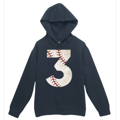 3rd Birthday Baseball Big Number Three 3 Year Old Urban Pullover Hoodie