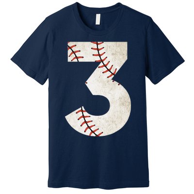 3rd Birthday Baseball Big Number Three 3 Year Old Premium T-Shirt