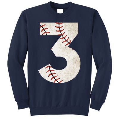 3rd Birthday Baseball Big Number Three 3 Year Old Tall Sweatshirt